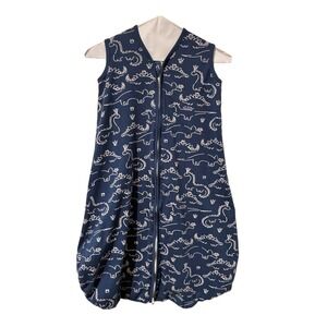 Yoofoss Navy Blue Dinosaur Print Cotton Sleep Sack XL 18-24 Months